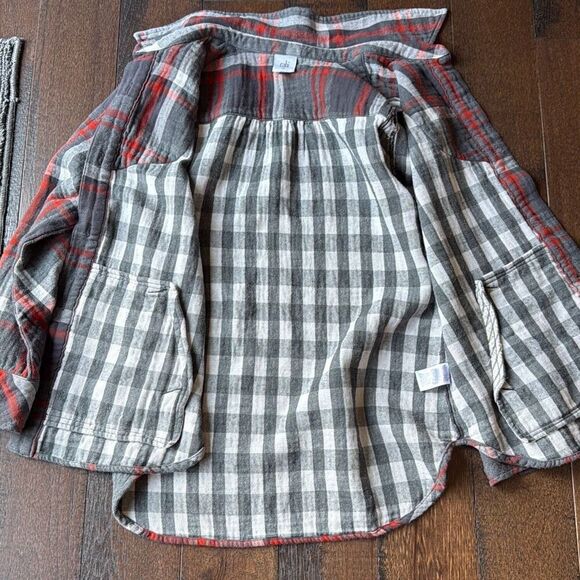 Cabi tavern plaid flannel button up shirt jacket womens size medium black gray r - Picture 6 of 11